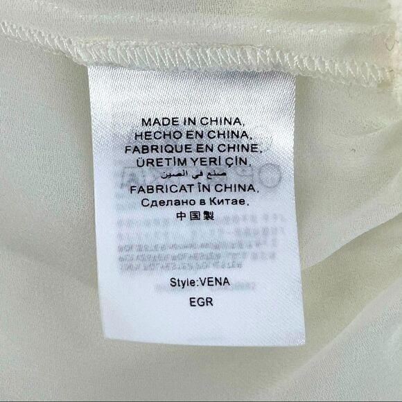 bebe Sheer Short Sleeve Button Down Blouse - Picture 12 of 15